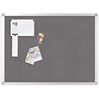 BoardsPlus - Tablero de Anúncios de Fieltro Gris - 60 x 45 cm - Con Marco de Aluminio